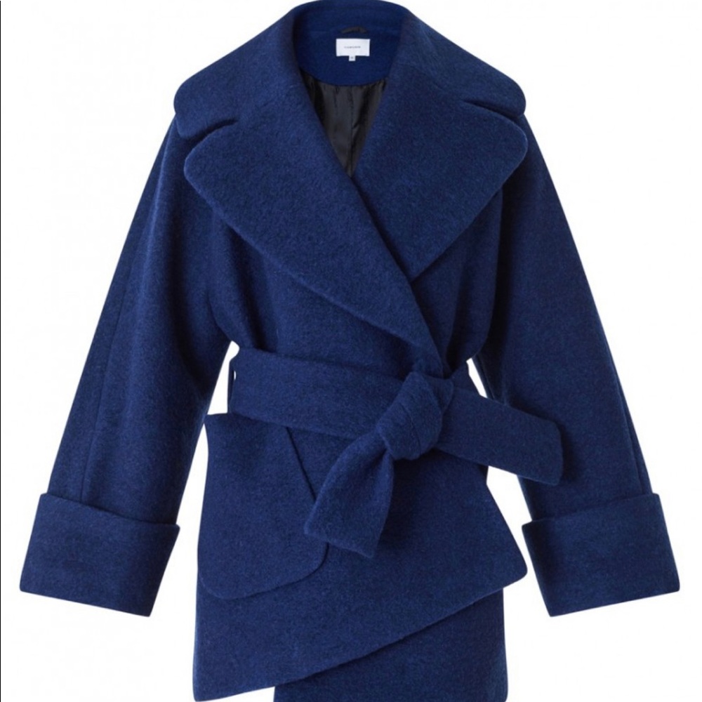 NWT NEW CARVEN BELTED WOOL COAT BLUE 38 US 2-8
